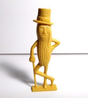 Planters Mr. Peanut Tan Toy Whistle Original Plastic Figure 1950s Vintage Retro